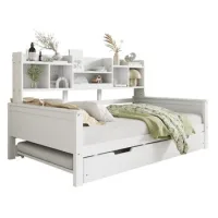 Cama Nido 90*200cm - Cama Infantil De Madera Maciza - Sofá Cama Multifuncional De Pino - Cama Individual - Blanca