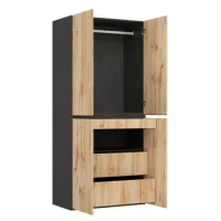 Armario Con Cajón Para Joyas,90x50x200cm,4 Puertas,roble/blanco