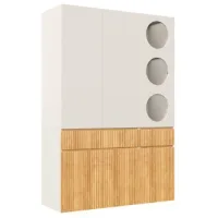 Armario De Puertas Batientes,135x50x200cm,1 Barra De Colgar,2 Cajones Y 6 Puertas,roble Claro