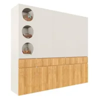 Armario De Puertas Batientes,225x50x200cm,10 Puertas,2 Barras De Colgar Y 3 Cajones,roble Claro