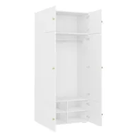 Armario,90x50x200cm,1 Barra De Colgar Y 5 Compartimentos De Almacenamiento,blanco