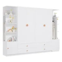Armario,270x45x200cm,6 Puertas,4 Barras De Colgar,4 Cajones,1 Gran Espacio De Almacenamiento,blanco