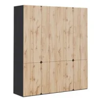 Armario De Puertas Batientes,180x50x200cm,8 Puertas,2 Barras De Colgar Y 6 Cajones,madera
