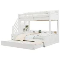 Litera 90x200 Cm/140x200 Cm Con Cama Nido,puerto Usb Y Almacenamiento Integrado,blanco