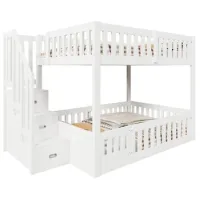 Litera 140x200,escalera Con Almacenamiento,blanco