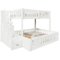 Litera 90x200,escalera Con Almacenamiento,blanco