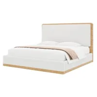 Cama Plataforma Acolchada 180x200,blanco/madera Natural