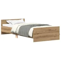 Cama Individual | Cama Para Adultos | Estructura De Cama Sin Colchón Madera De Ingeniería Roble