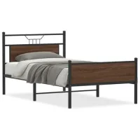 Cama Individual | Cama Para Adultos | Estructura De Cama Sin Colchón Roble Marrón 107x203 Cm