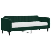 Sofá Cama | Cama Para Adulto | Sofá Convertible Con Colchón Terciopelo Verde Oscuro 80x200 Cm