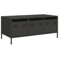 Mesa De Café - Mesa De Centro Acero Laminado En Frío Negro 101,5x50x43,5 Cm