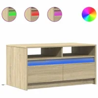Mesa De Café - Mesa De Centro Con Luces Led Madera De Ingeniería Roble Sonoma