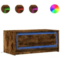 Mesa De Café - Mesa De Centro Con Luces Led Madera De Ingeniería Roble Ahumado