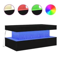 Mesa De Café - Mesa De Centro Con Luces Led Roble Negro 90x50x40 Cm