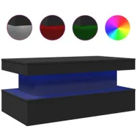 Mesa De Café - Mesa De Centro Con Luces Led Negro 90x50x40 Cm