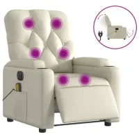 Sillón De Salón | Silla | Sillón De Masaje Reclinable Eléctrico Cuero Sintético Crema