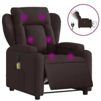 Sillón De Salón | Silla | Sillón Reclinable De Masaje Eléctrico Tela Marrón Oscuro