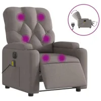Sillón De Salón | Silla | Sillón Reclinable De Masaje Eléctrico Tela Gris Taupe
