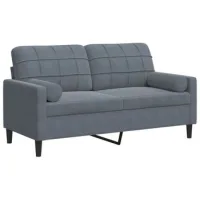 Sofá De 2 Plazas | Sofá De Salón | Sofá De Descanso Con Cojines Terciopelo Gris Oscuro 140 Cm
