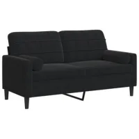 Sofá De 2 Plazas | Sofá De Salón | Sofá De Descanso Con Cojines Terciopelo Negro 140 Cm