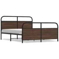 Cama Matrimonial | Cama Para Adultos | Estructura De Cama Sin Colchón Metal Marrón Roble 150x200 Cm