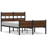 Cama Matrimonial | Cama Para Adultos | Estructura De Cama Sin Colchón Madera Marrón Roble 120x200 Cm