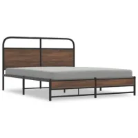 Cama Matrimonial | Cama Para Adultos | Estructura De Cama Sin Colchón 150x200 Cm Madera Marrón Roble