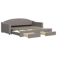 Cama Para Adulto | Cama Individual | Sofá Cama Nido Con Cajones Tela Gris Taupe 90x200 Cm