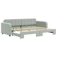 Cama Para Adulto | Cama Individual | Sofá Cama Nido Terciopelo Gris Claro 80x200 Cm