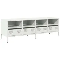 Mueble Tv | Mueble De Salón | Mesa De Tv Acero Laminado En Frío Blanco 135x39x43 | 5 Cm