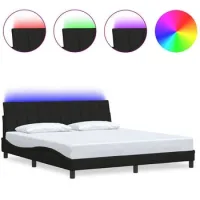 Cama Matrimonial | Cama Para Adultos | Cama Sin Colchón Tela Negro 180x200 Cm