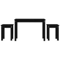 3 Uds Mesas Apilables | Mesita Auxiliar | Mesa De Café Madera Maciza De Pino Negro