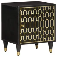 Pack 2 Uds Mesitas De Noche | Mesilla De Noche Madera Maciza De Mango 40x33x46 Cm
