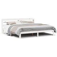 Cama De Matrimonio | Cama De Adulto | Estructura De Cama Con Cabecero Sin Colchón Blanco 180x200 Cm