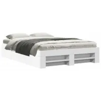 Cama De Matrimonio | Cama De Adulto | Estructura De Cama Madera De Ingeniería Blanca 140x190 Cm