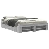 Cama De Matrimonio | Cama De Adulto | Estructura De Cama Madera De Ingeniería Gris Sonoma 140x190 Cm