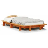 Cama Individual | Cama De Adulto | Estructura De Cama Sin Colchón Madera De Pino Marrón 90x200 Cm