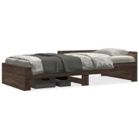 Cama Individual | Cama De Adulto | Estructura De Cama Sin Colchón Madera Marrón Roble 75x190 Cm