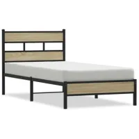 Cama Individual | Cama De Adulto | Estructura De Cama Sin Colchón Madera Roble Sonoma 100x200 Cm