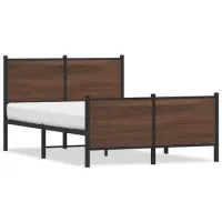 Cama De Matrimonio | Cama De Adulto | Estructura De Cama Sin Colchón Metal Marrón Roble 120x200 Cm
