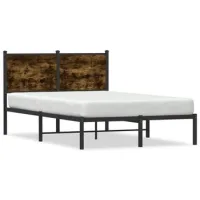 Cama De Matrimonio | Cama De Adulto | Estructura De Cama Sin Colchón Metal Roble Ahumado 120x200 Cm