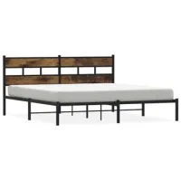 Cama De Matrimonio | Cama De Adulto | Estructura De Cama Sin Colchón Metal Roble Ahumado 183x213 Cm