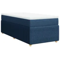 Cama Individual | Cama De Adulto | Cama Box Spring Con Colchón Tela Azul 80x200 Cm