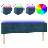 Cabecero，cabecero Cama，panel De Cabecera Con Led De Terciopelo Azul Oscuro 163x16x78/88 Cm