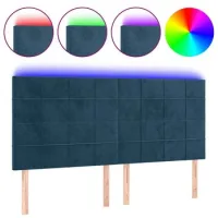 Cabecero，cabecero Cama，panel De Cabecera Con Luces Led Terciopelo Azul Oscuro 160x5x118/128 Cm