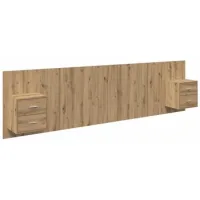 Cabecero，panel De Cabecero Con Mueble 3 Pcs Roble Artesanal Madera De Ingeniería