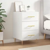 Mesita De Noche - Mueble Para Dormitorio - Madera De Ingeniería - Blanco (40x40x66cm)
