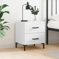 Mesita De Noche - Mueble De Dormitorio - Madera Contrachapada - Blanco (40x35x47.5cm)