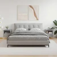 Set De 2 Mesitas De Noche - Mueble De Dormitorio - Madera De Ingeniería - Gris Hormigón (40x35x47.5cm)