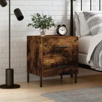 Mesita De Noche - Mueble Para Dormitorio - Madera Contrachapada - Roble Ahumado (40x35x47.5cm)